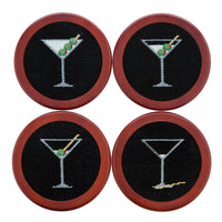 Smathers and Branson Martini Black Needlepoint Coasters    