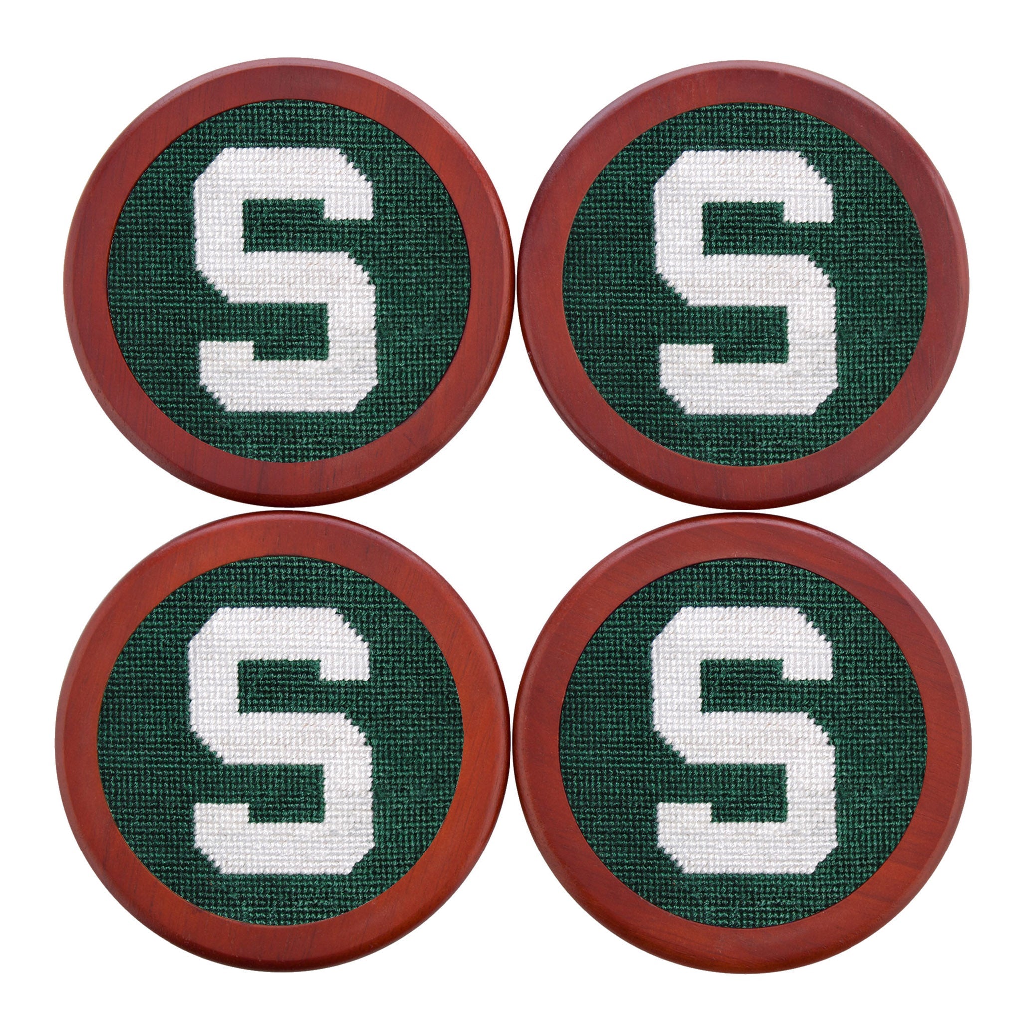 Smathers and Branson Michigan State Needlepoint Coasters   