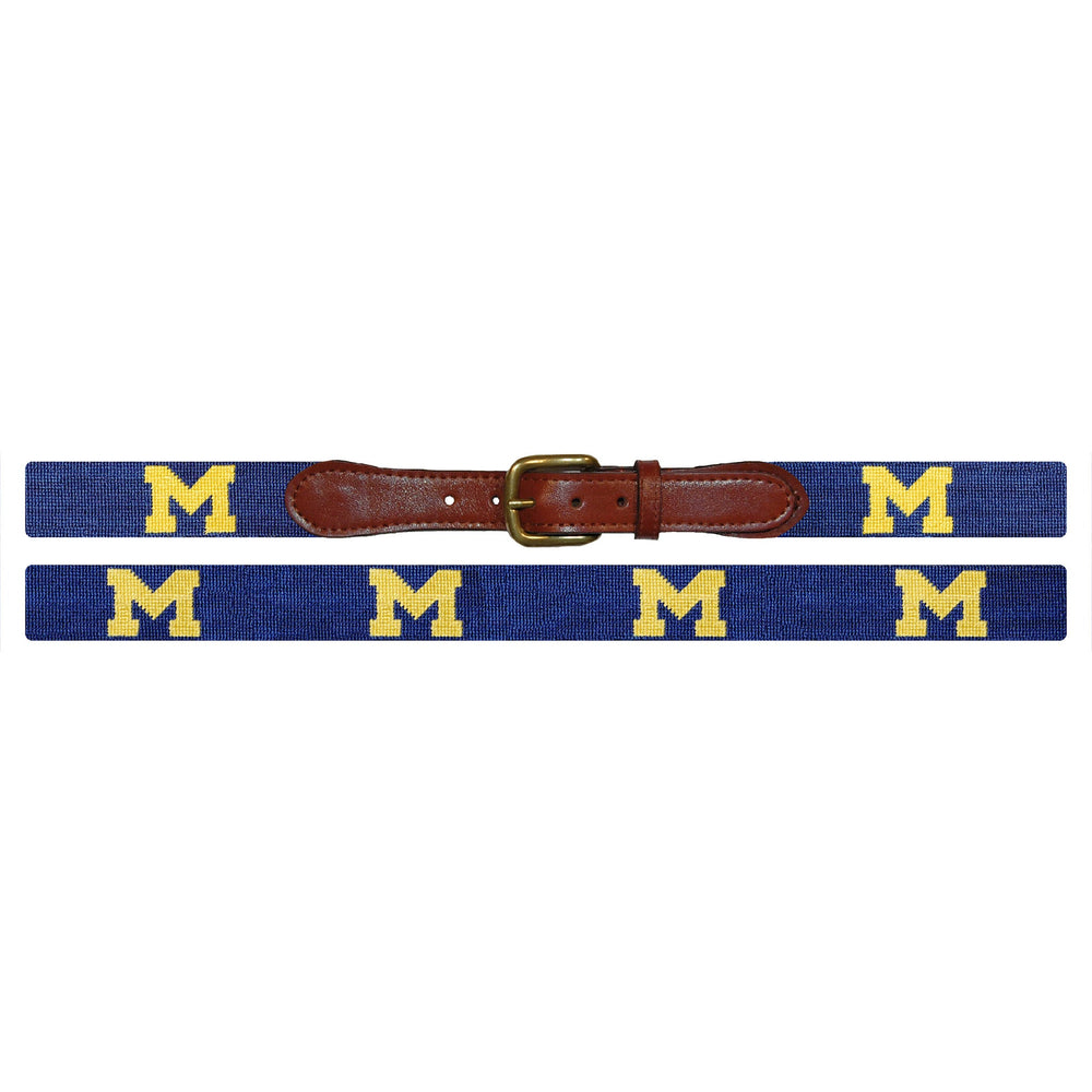 Smathers and Branson Michigan Classic Navy Needlepoint Belt Laid Out 
