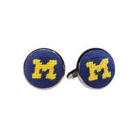 Smathers and Branson Michigan Classic Navy Needlepoint Cufflinks  