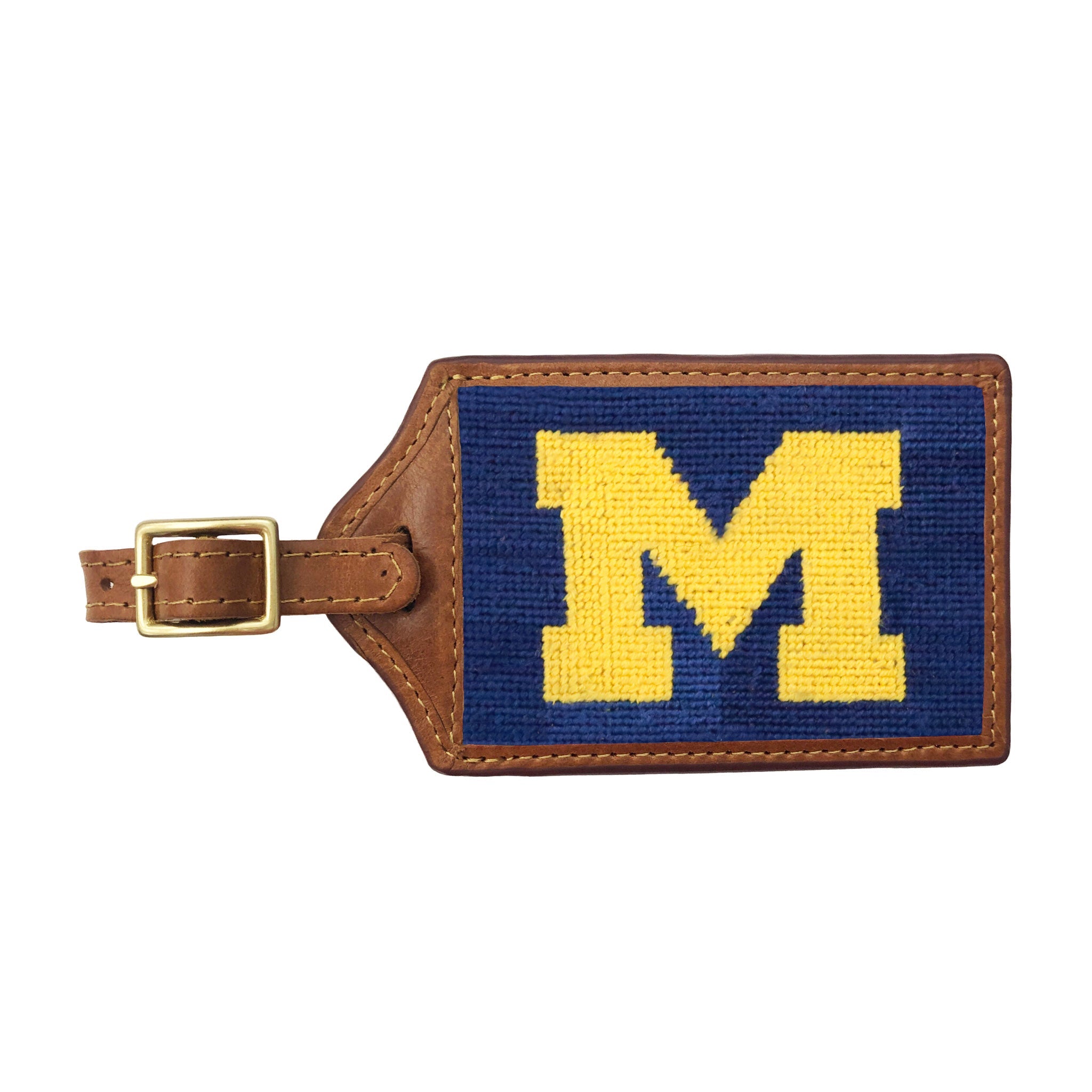 Smathers and Branson Michigan Classic Navy Needlepoint Luggage Tag 