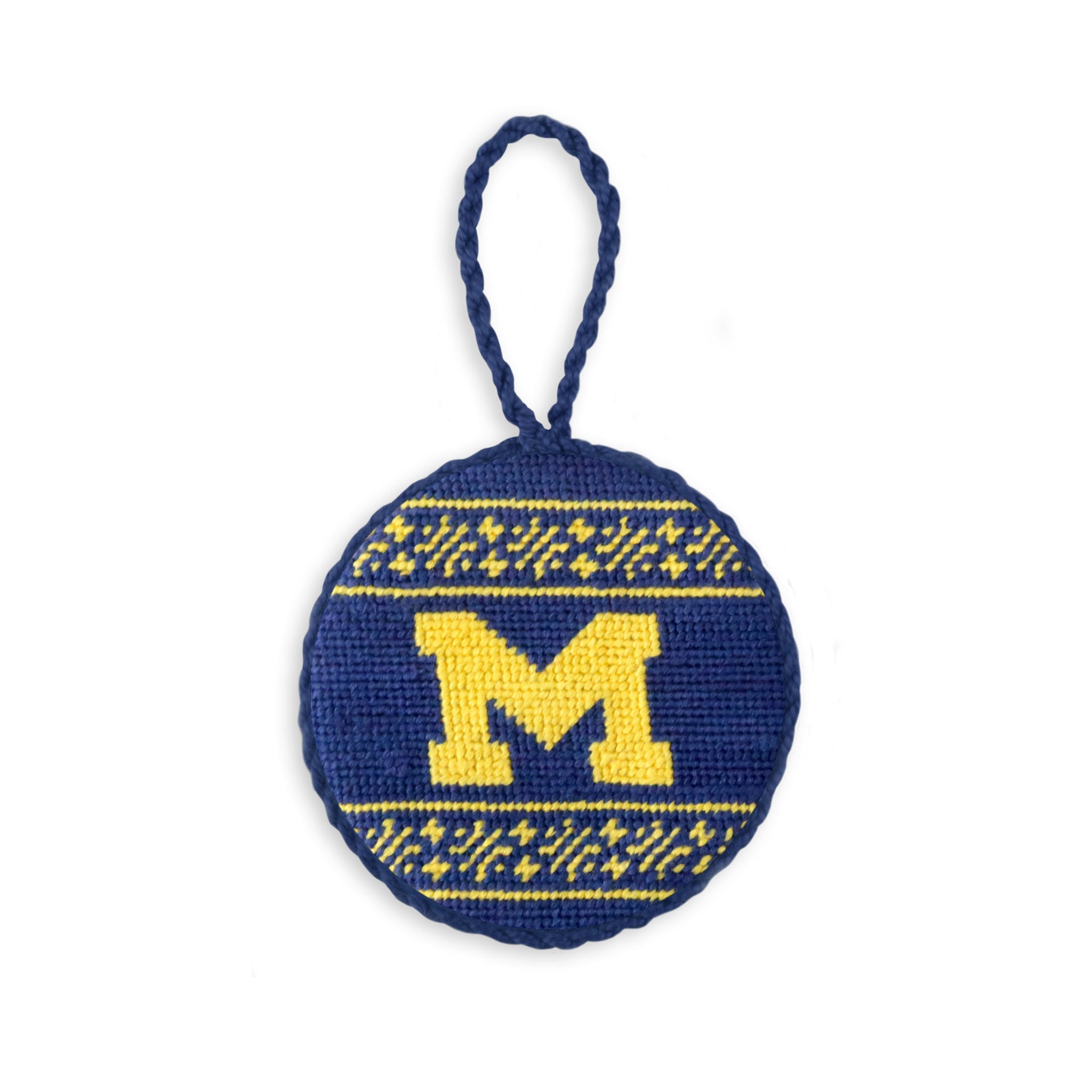 Smathers and Branson Michigan Classic Navy Needlepoint Ornament  