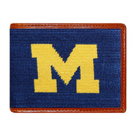 Smathers and Branson Michigan Classic Navy Needlepoint Bi-Fold Wallet  