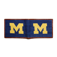 Smathers and Branson Michigan Classic Navy Needlepoint Bi-Fold Wallet  
