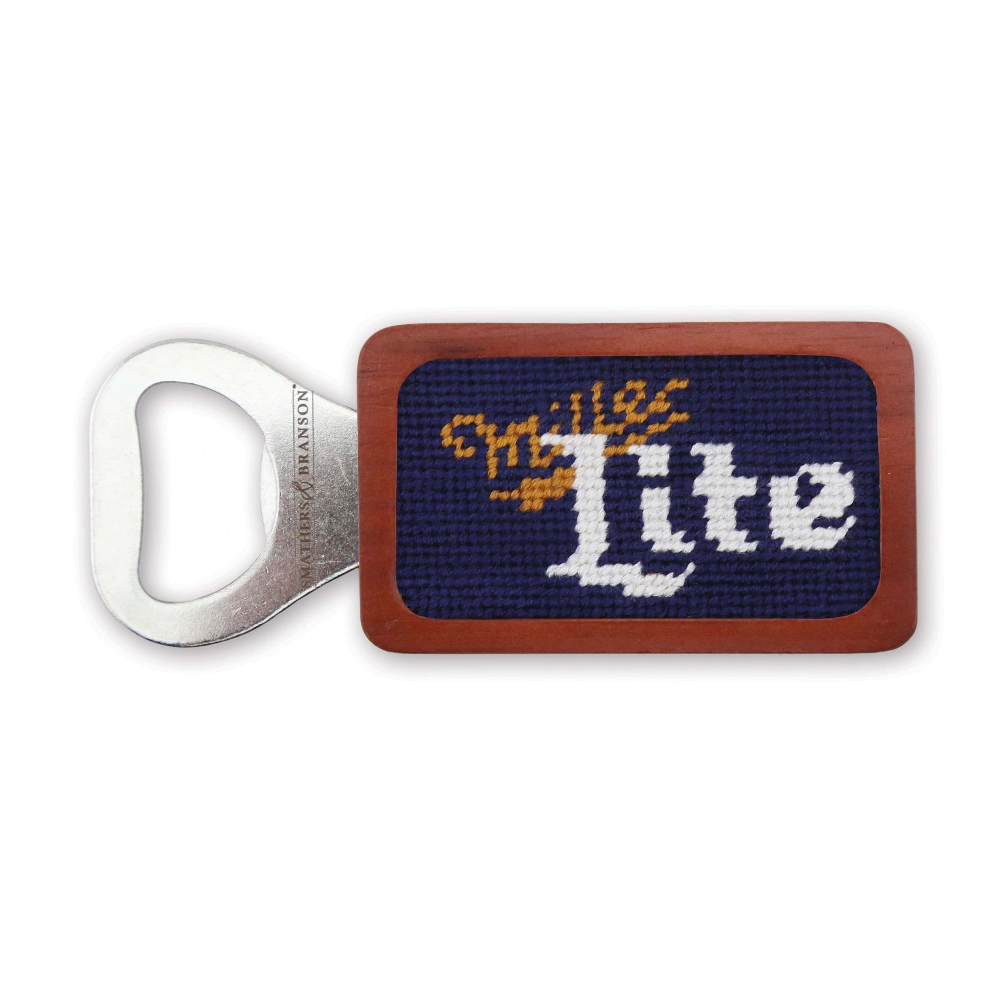 Smathers and Branson Miller Lite Needlepoint Bottle Opener Dark Navy 