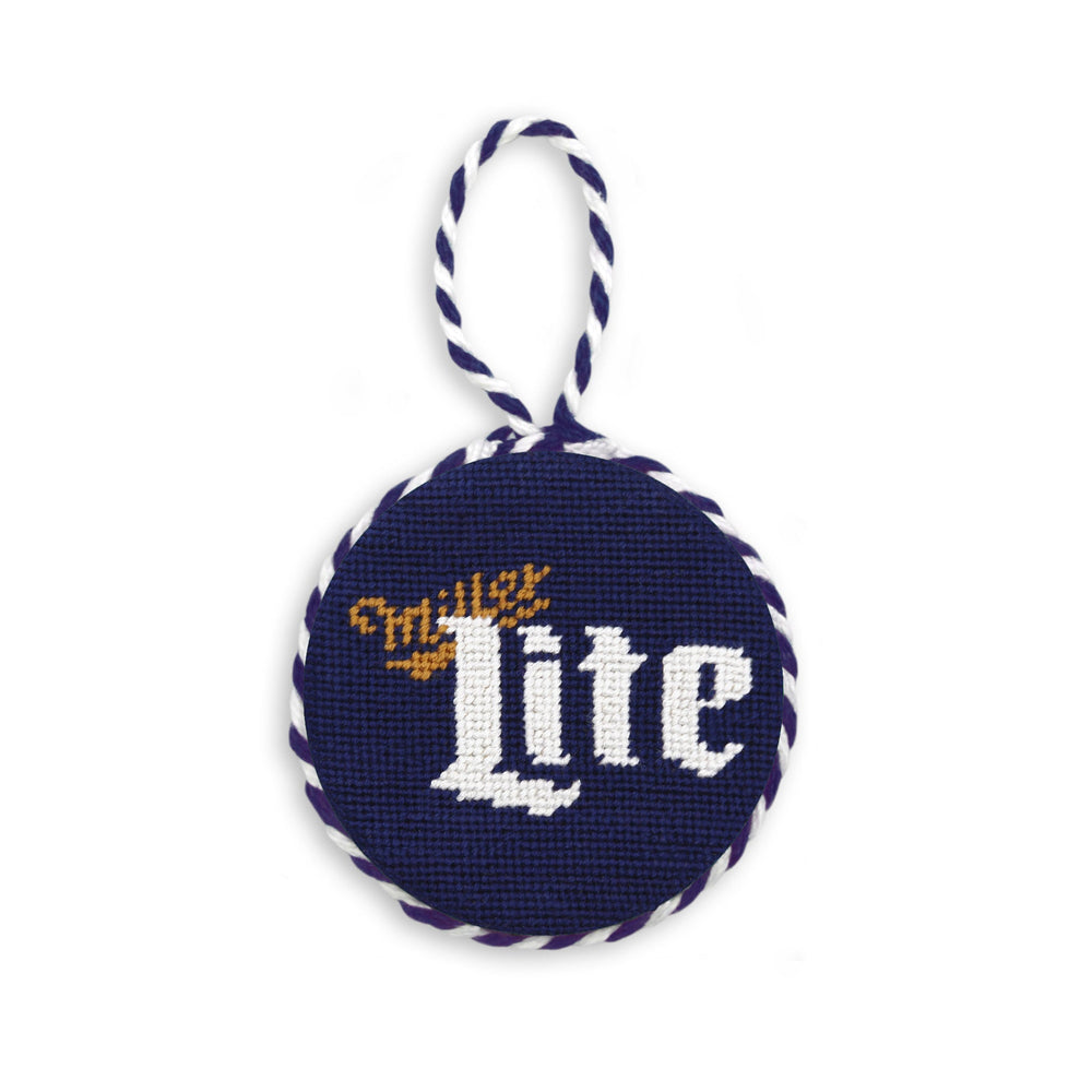 Smathers and Branson Miller Lite Dark Navy Needlepoint Ornament  