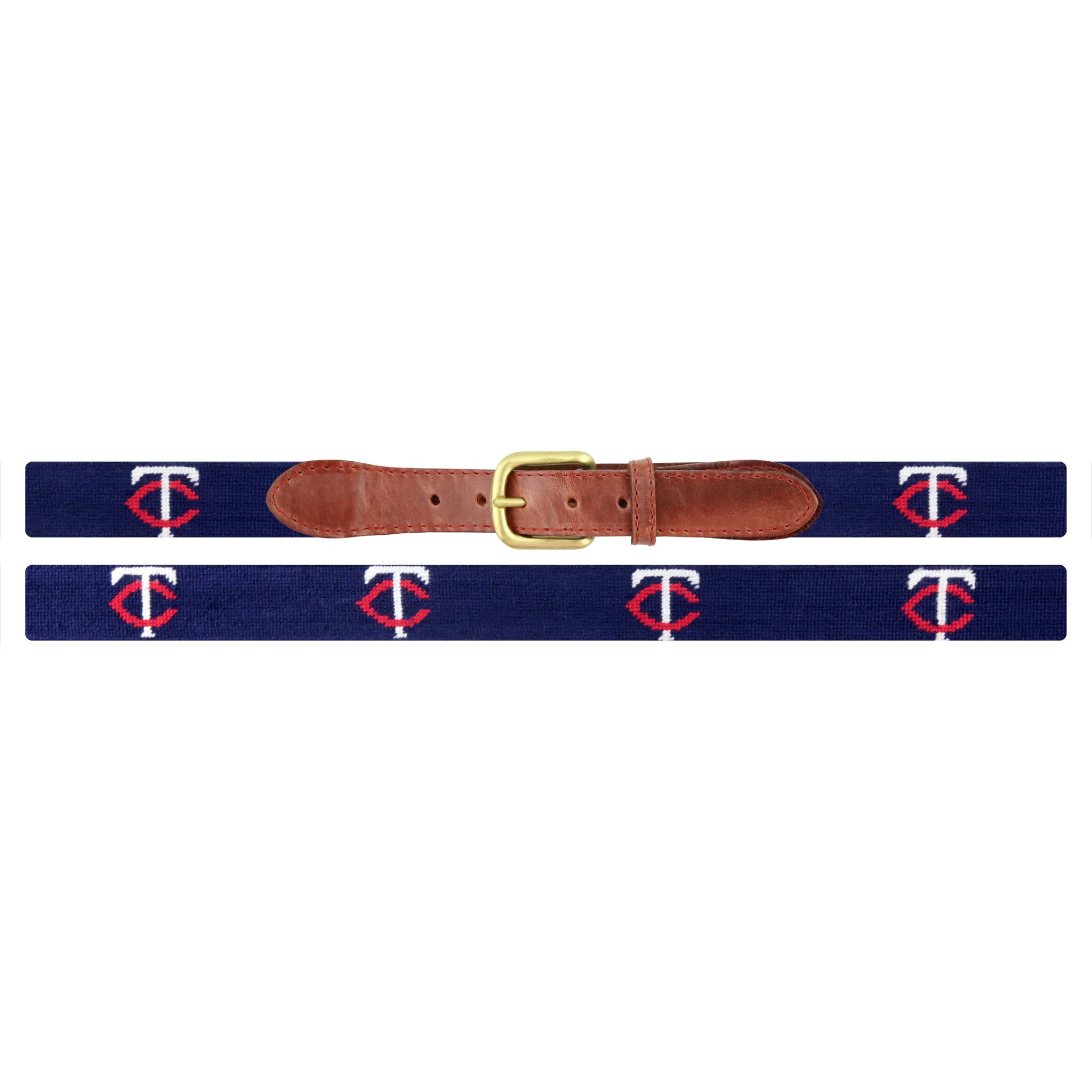 Smathers and Branson Minnesota Twins Needlepoint Belt Laid Out 