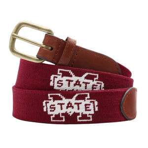 Smathers and Branson Mississippi State Maroon Needlepoint Belt 