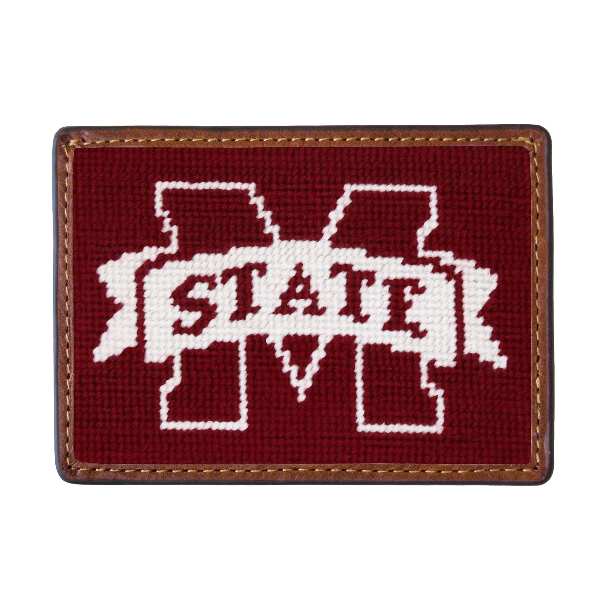Smathers and Branson Mississippi State Maroon Needlepoint Credit Card Wallet 