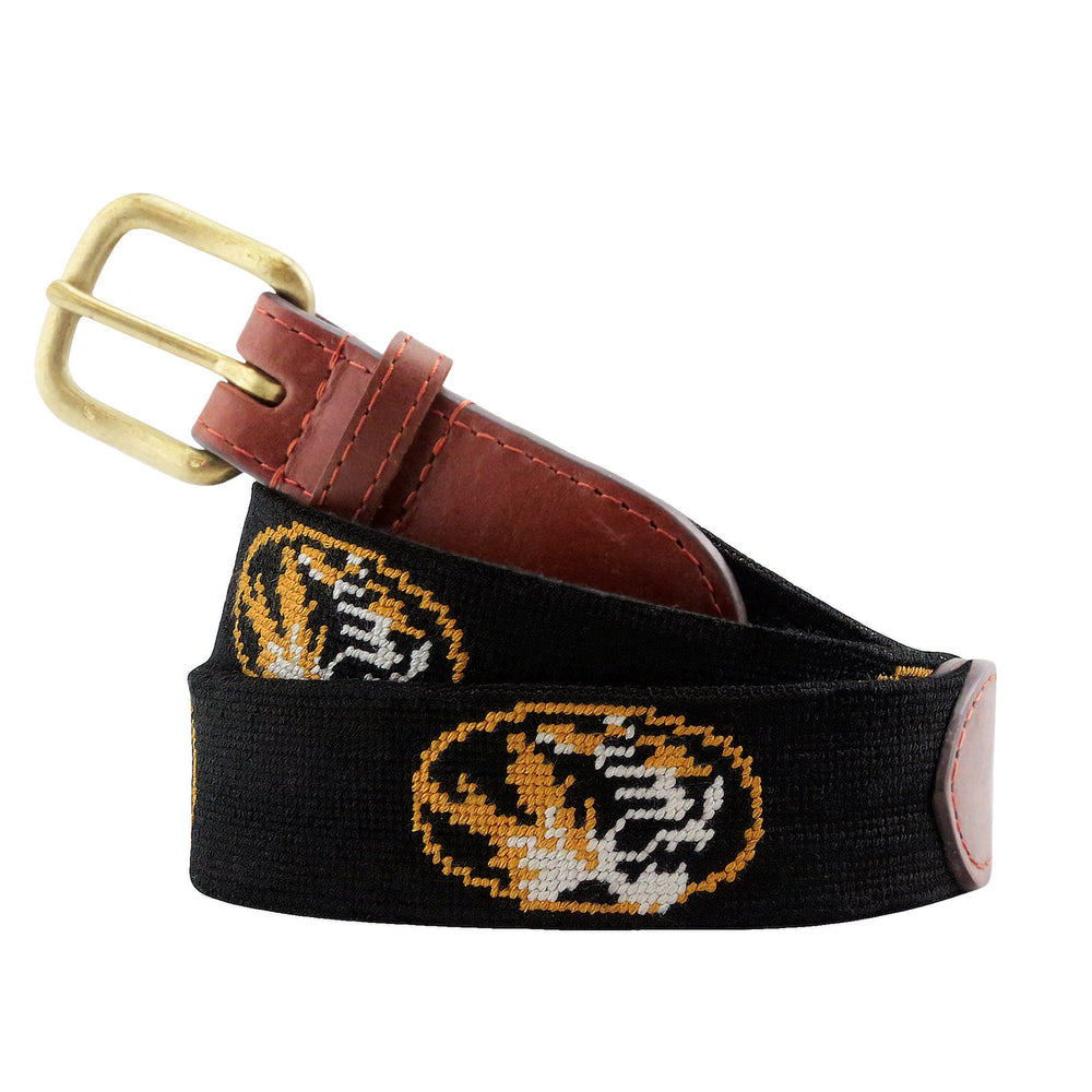 Smathers and Branson Missouri Black Needlepoint Belt