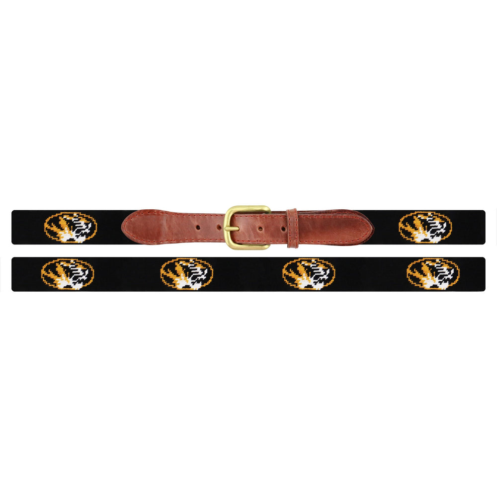 Smathers and Branson Missouri Needlepoint Belt Black Laid Flat