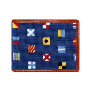 Smathers and Branson Mixed Signals Classic Navy Needlepoint Bi-Fold Wallet  
