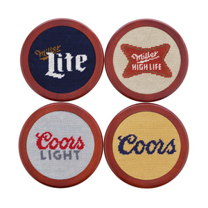 Smathers and Branson Molson Coors Miller and Coors Logos Needlepoint Coasters    