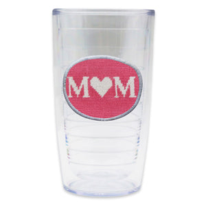 Smathers and Branson Mom Needlepoint Tervis Tumbler Dark Pink White Edge   