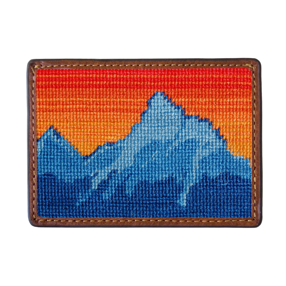 Smathers and Branson Mountain Sunset Needlepoint Credit Card Wallet Front side