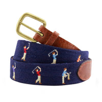 Smathers and Branson dark navy mulligan needlepoint belt