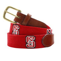 Smathers and Branson NC State Logo-Wolfy Red Needlepoint Belt 