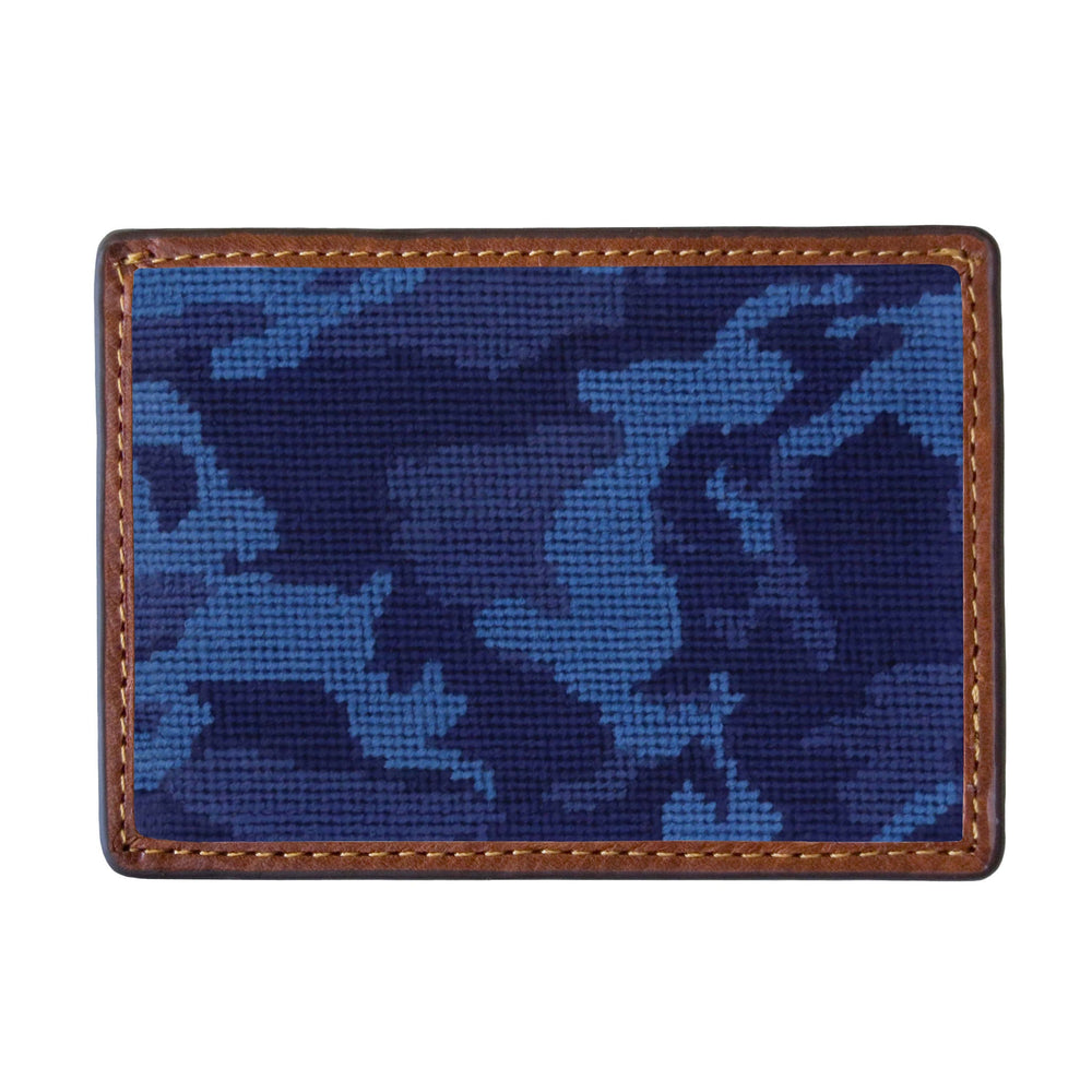 Smathers and Branson Navy Camo Needlepoint Credit Card Wallet Front side