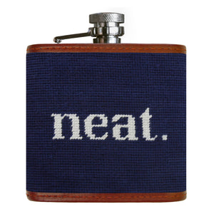 Smathers and Branson Neat Dark Navy Needlepoint Flask Front 