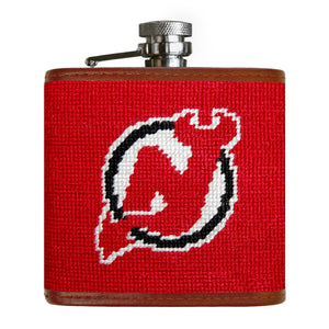 Smathers and Branson New Jersey Devils Needlepoint Flask Front 