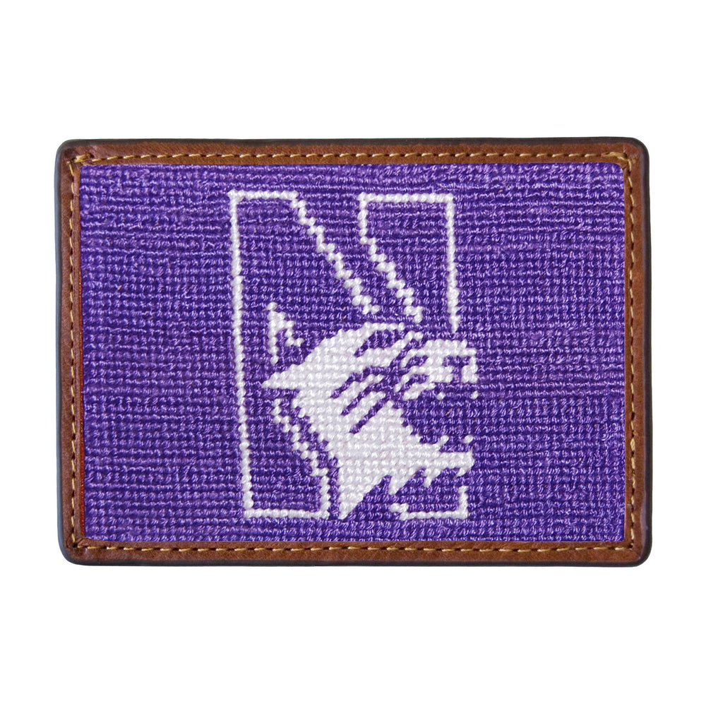Smathers and Branson Northwestern Needlepoint Credit Card Wallet Front side