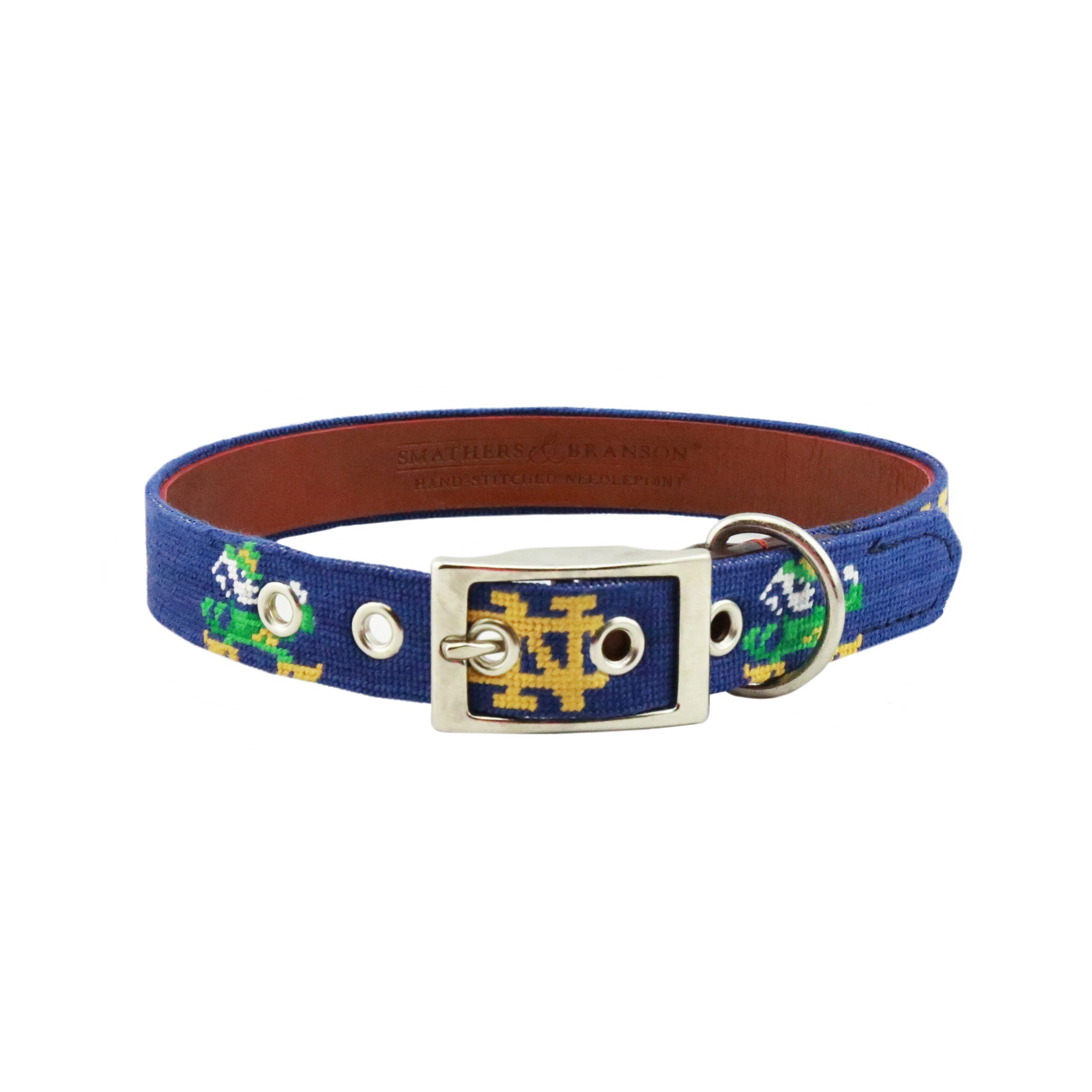 Smathers and Branson Notre Dame Needlepoint Dog Collar Looped 