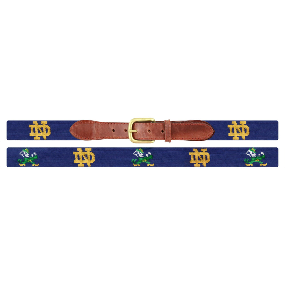 Smathers and Branson Notre Dame Needlepoint Belt Laid Flat