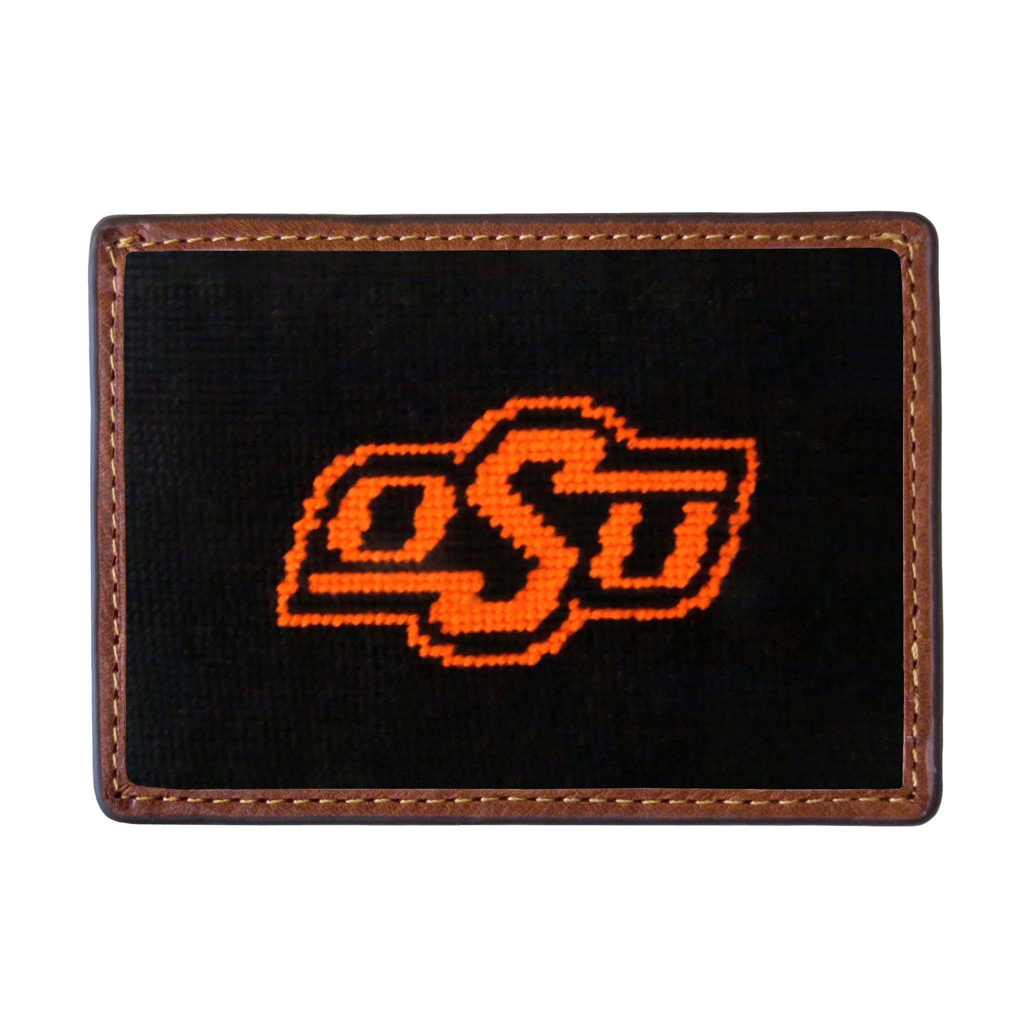 Smathers and Branson Oklahoma State Needlepoint Credit Card Wallet Front side