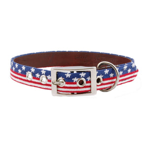 Smathers and Branson Old Glory Needlepoint Dog Collar Looped 