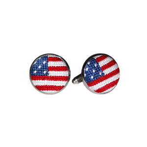 Smathers and Branson Old Glory Multi Needlepoint Cufflinks  