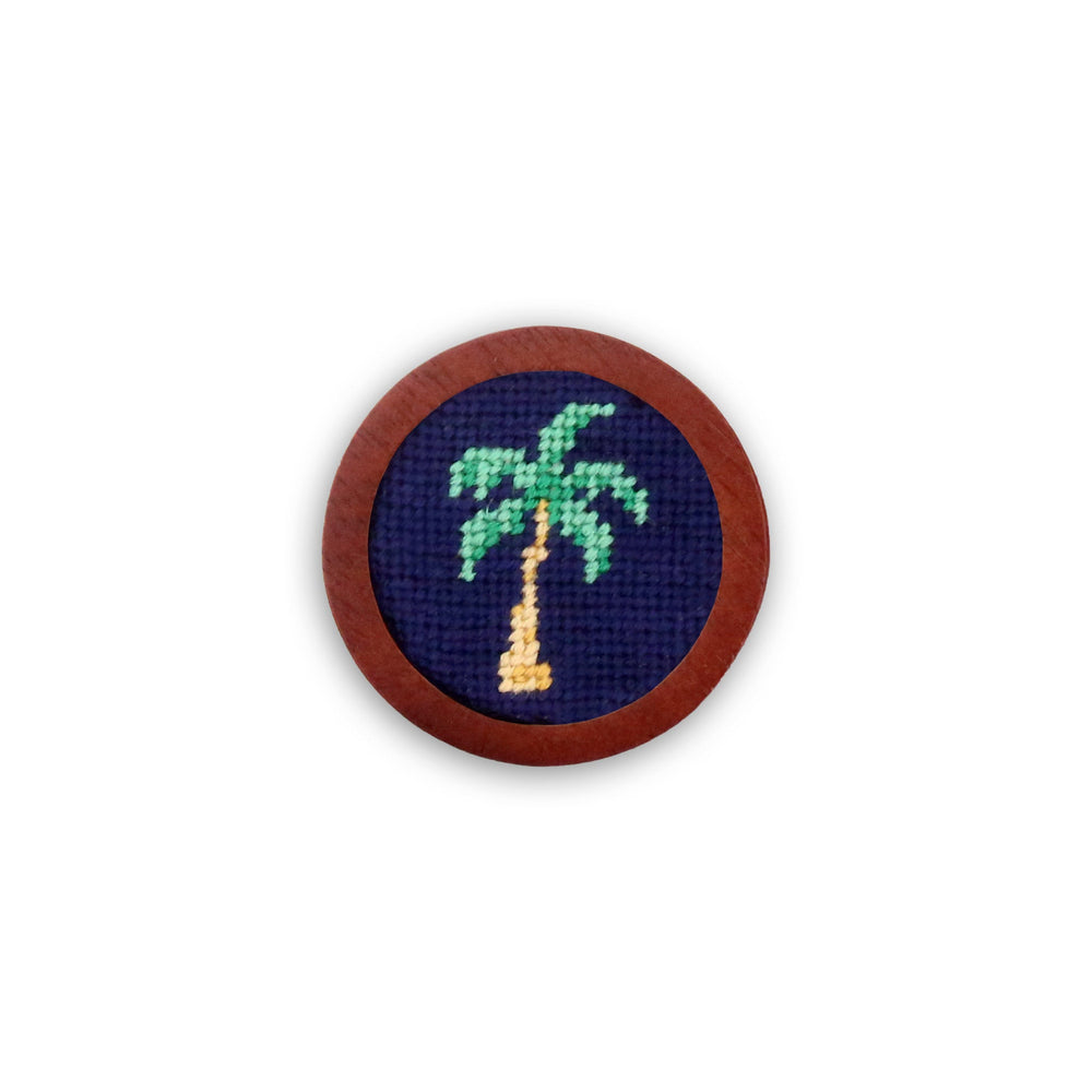 Smathers and Branson Palm Tree Dark Navy Needlepoint Golf Ball Marker  