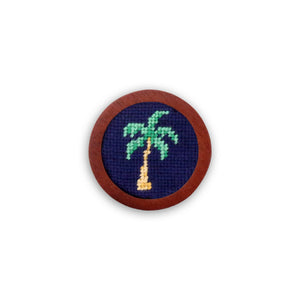 Smathers and Branson Palm Tree Dark Navy Needlepoint Golf Ball Marker  