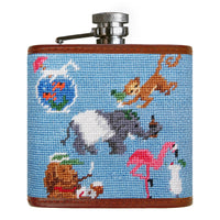 Smathers and Branson Party Animal Light Blue Needlepoint Flask Back 