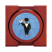 Smathers and Branson Party Animals Light Blue Needlepoint Coasters with coaster holder  