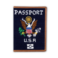 Smathers and Branson Passport Dark Navy Needlepoint Passport Case  