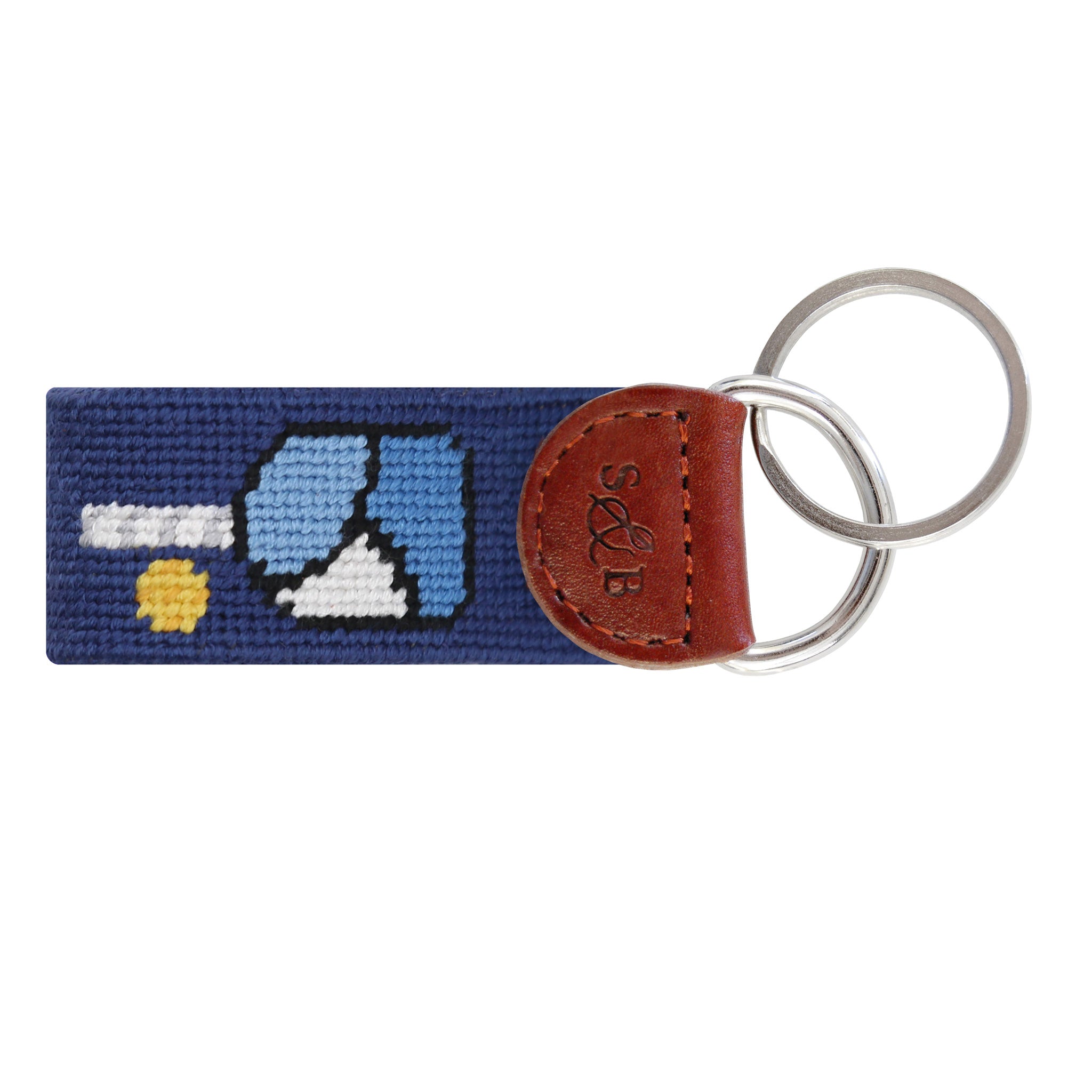 Smathers and Branson Pickleball Classic Navy Needlepoint Key Fob Back 