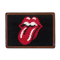 Smathers and Branson Rolling Stones Black Needlepoint Credit Card Wallet Front side