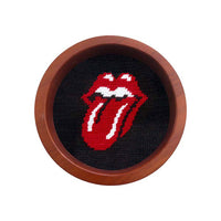 Smathers and Branson Rolling Stones Black Needlepoint Wine Bottle Coaster 