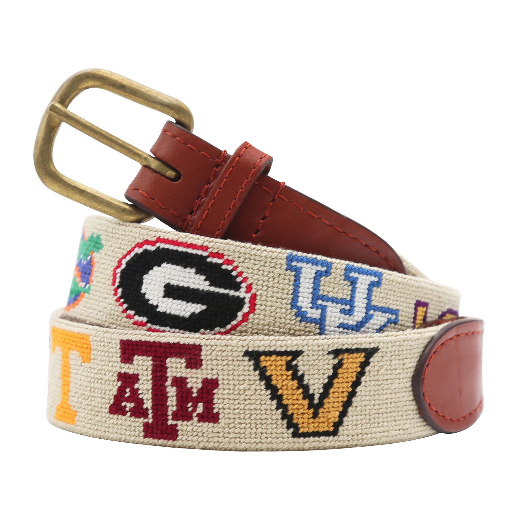 SEC Needlepoint Belt (Light Khaki) Smathers & Branson