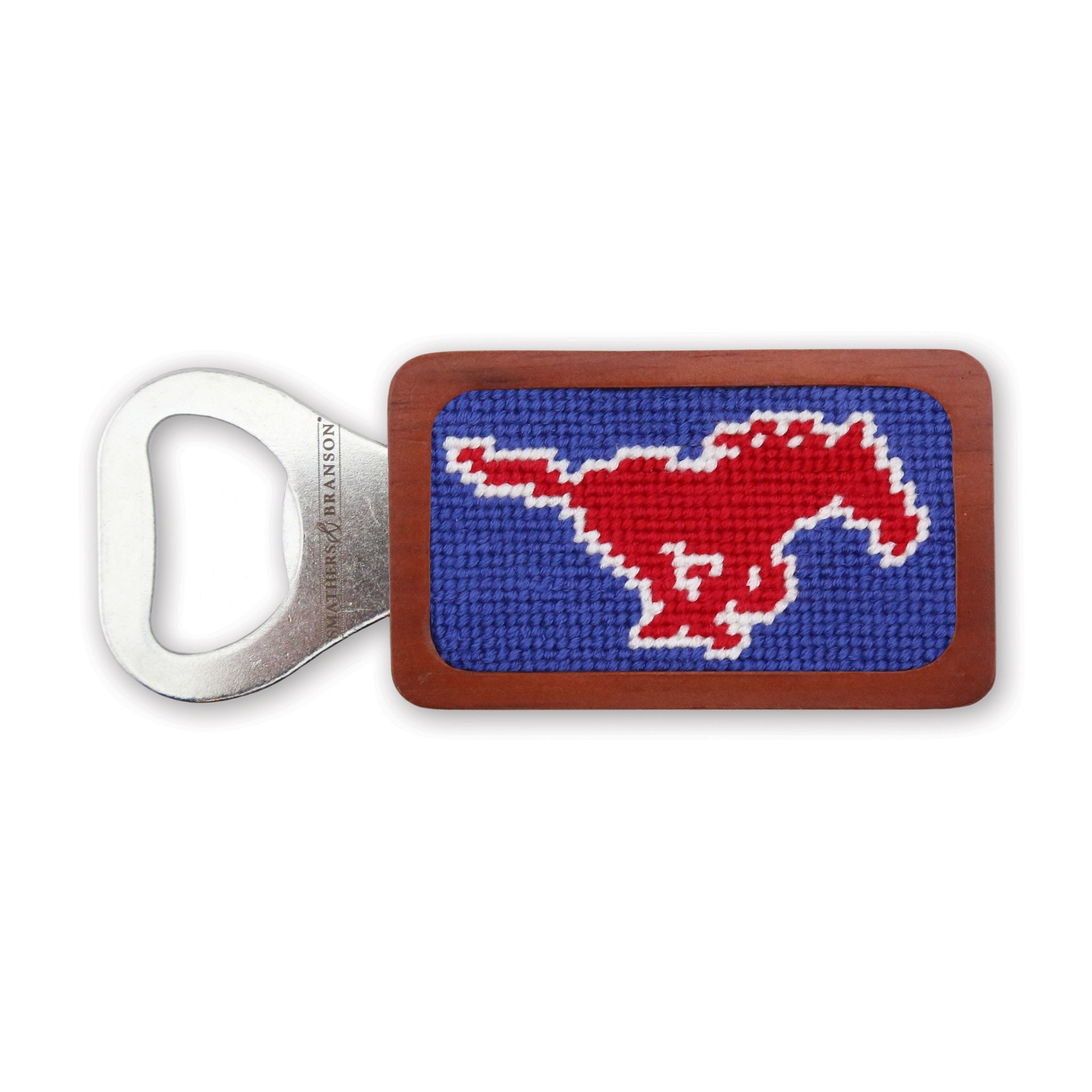 Smathers and Branson SMU Royal Needlepoint Bottle Opener 
