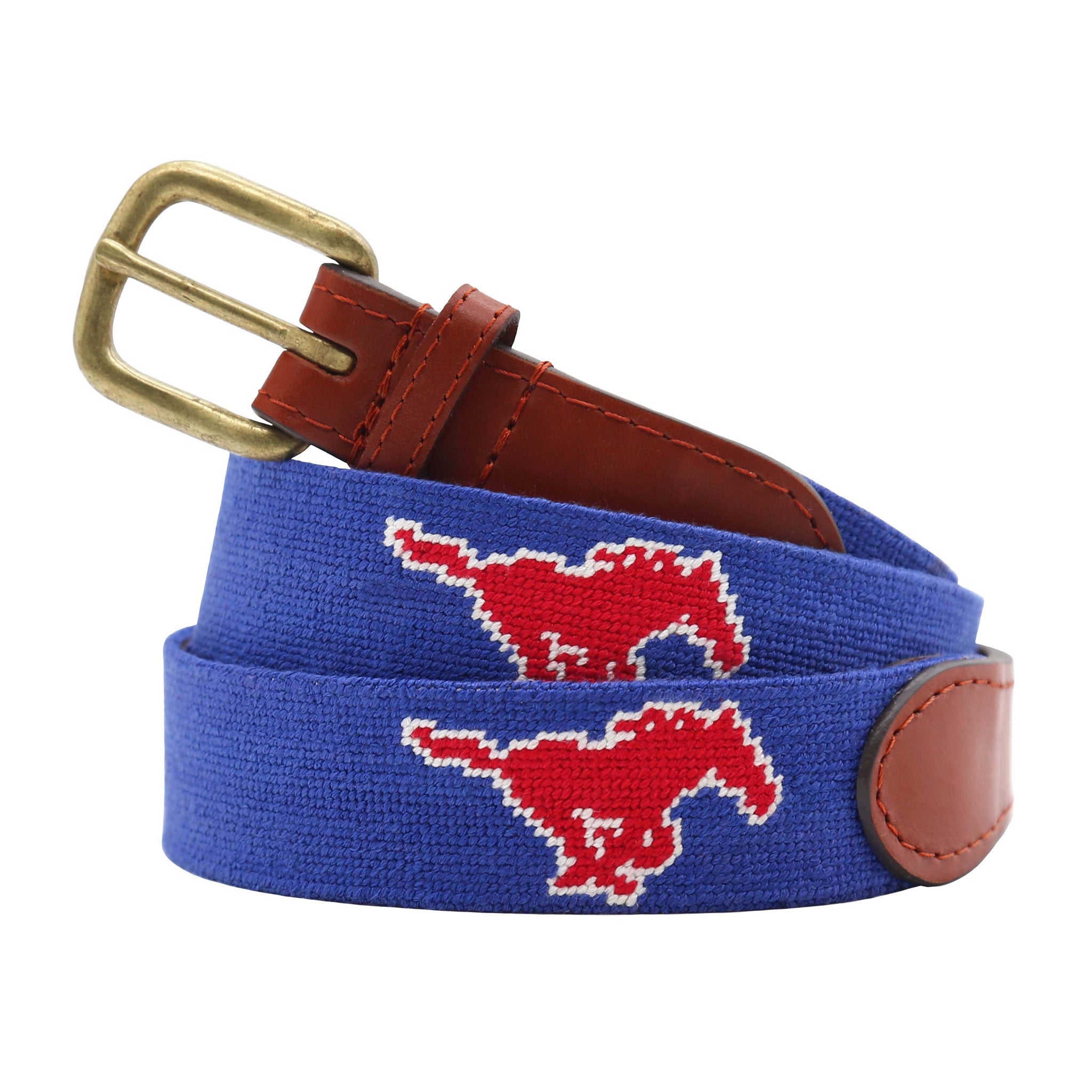 Smathers and Branson SMU Royal Needlepoint Belt 