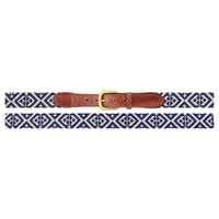 Smathers and Branson Scarsdale Classic Navy-Light Khaki Needlepoint Belt Laid Out 