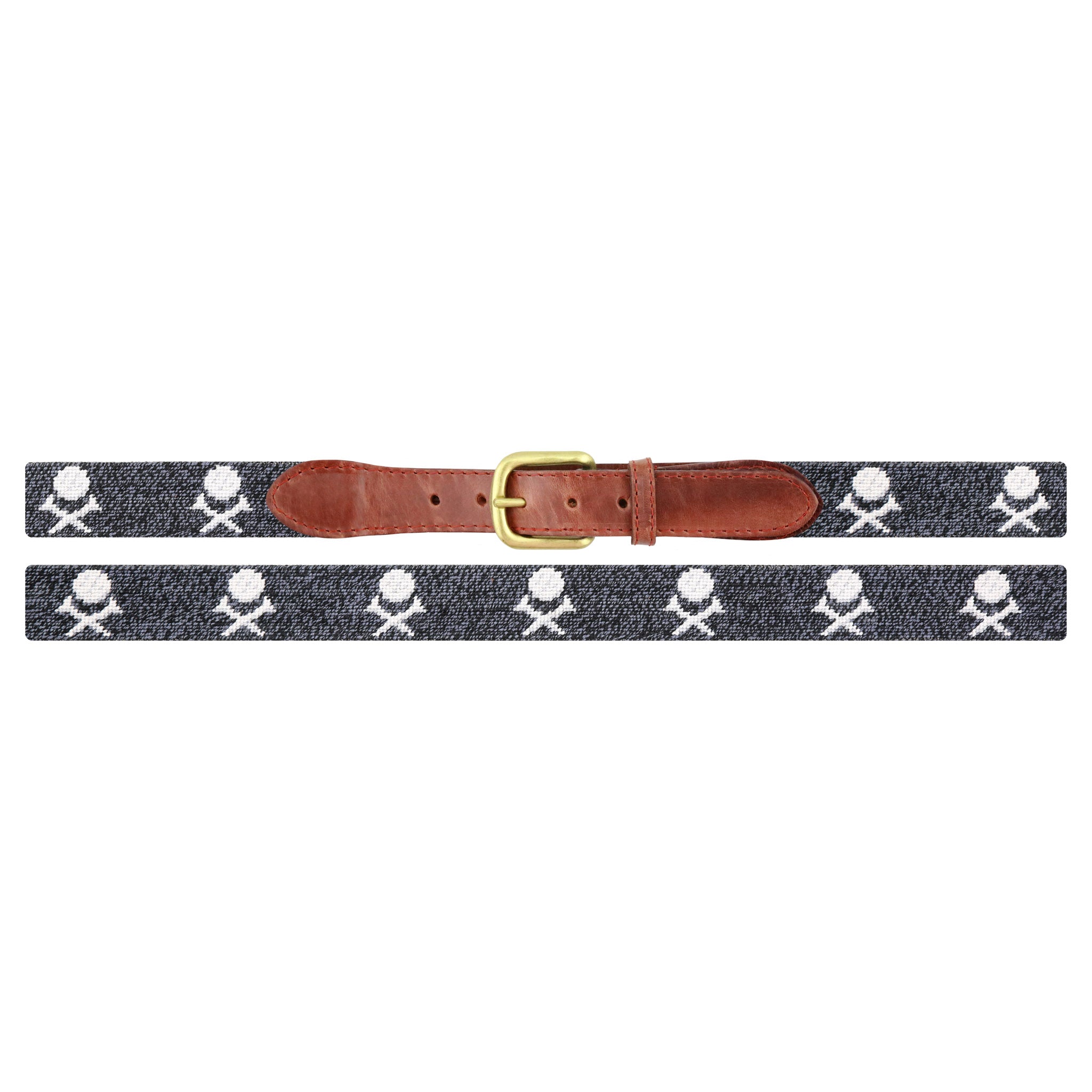 Smathers and Branson heathered black scratch golf needlepoint belt