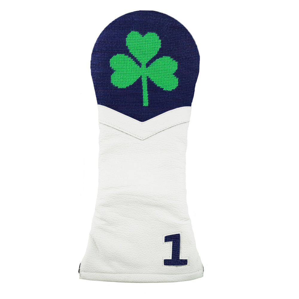 Smathers and Branson Shamrock Needlepoint Driver Headcover Dark Navy White Leather  