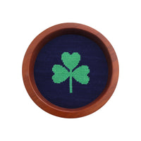 Smathers and Branson Shamrock Dark Navy Needlepoint Wine Bottle Coaster 