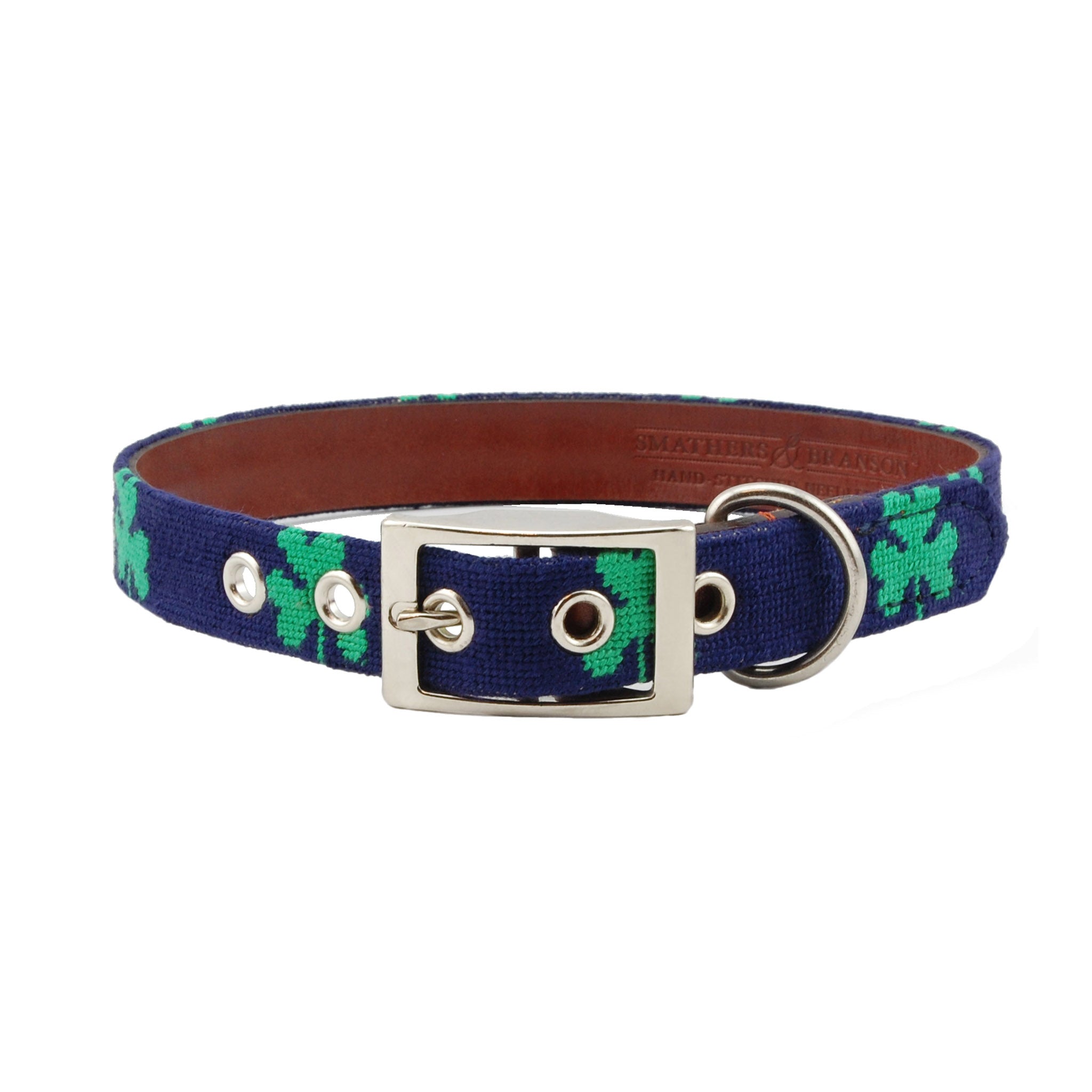 Smathers and Branson Shamrock Needlepoint Dog Collar Looped 