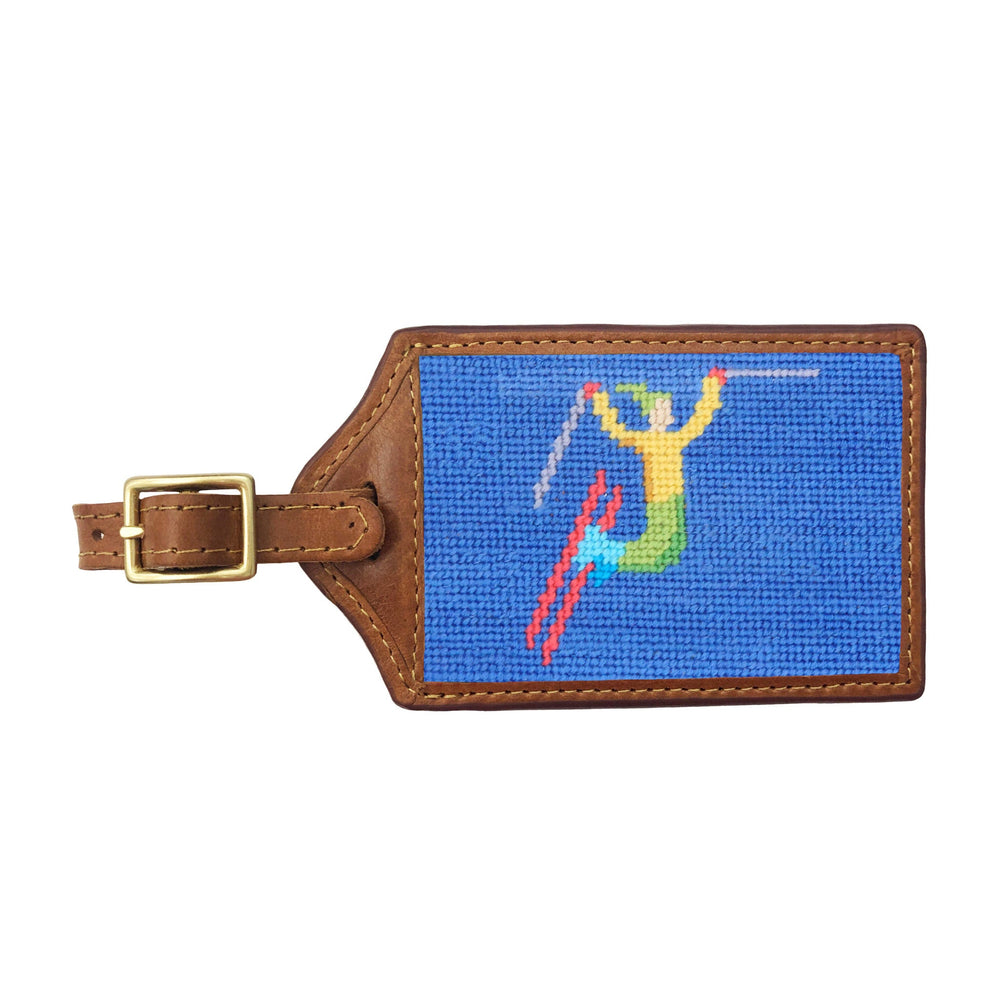 Smathers and Branson Ski Tricks Cobalt Needlepoint Luggage Tag 