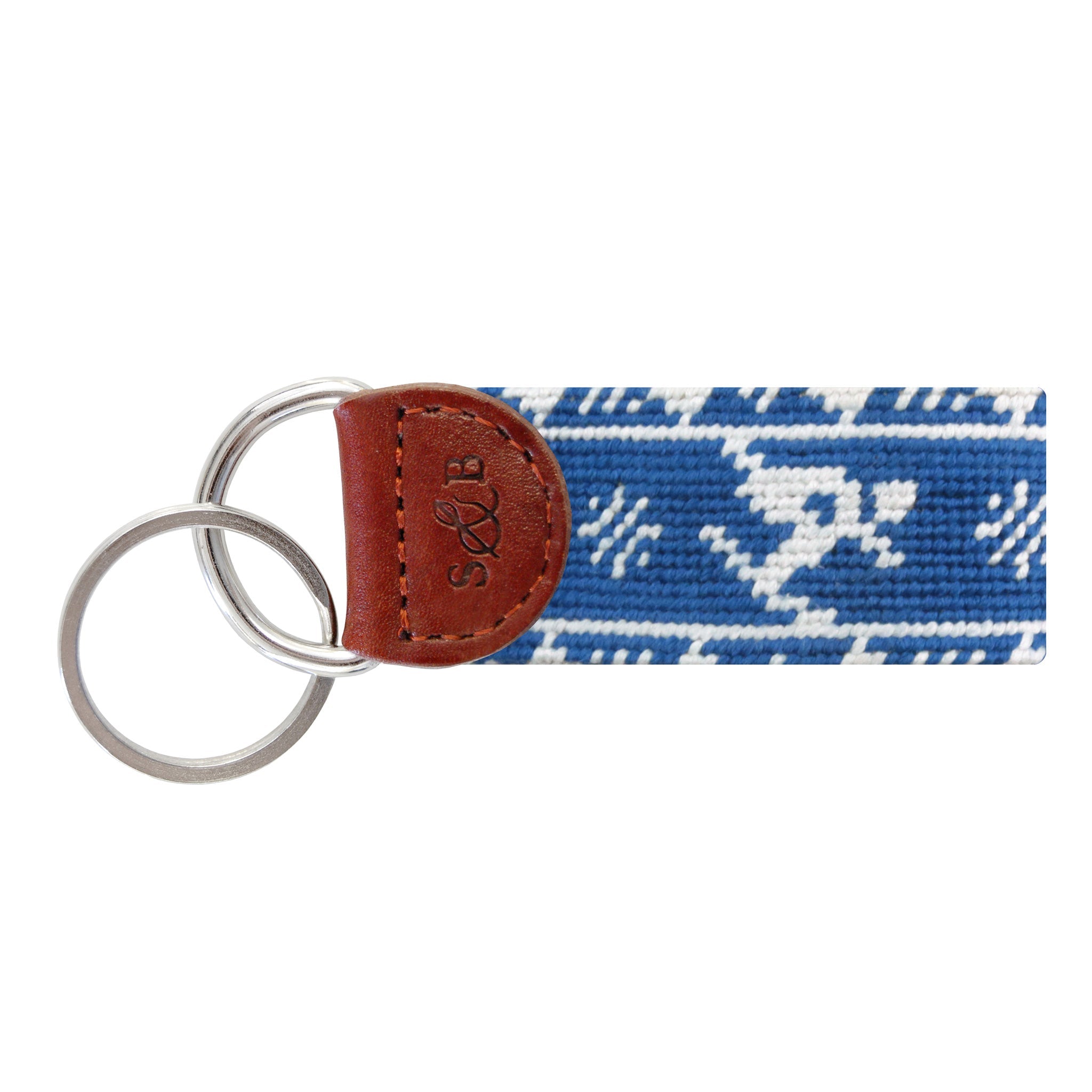 Smathers and Branson Skier FairIsle Blueberry Needlepoint Key Fob  