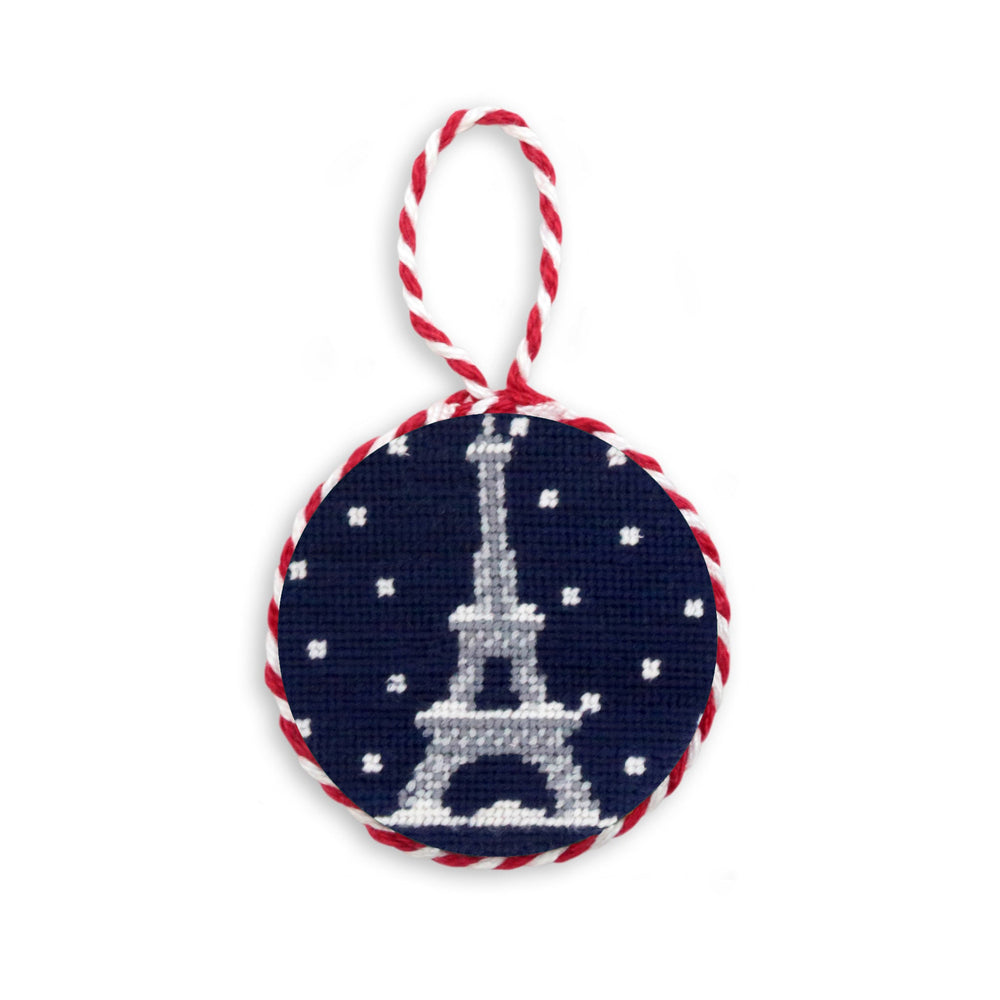 Smathers and Branson Snowy Eiffel Tower Needlepoint Ornament  