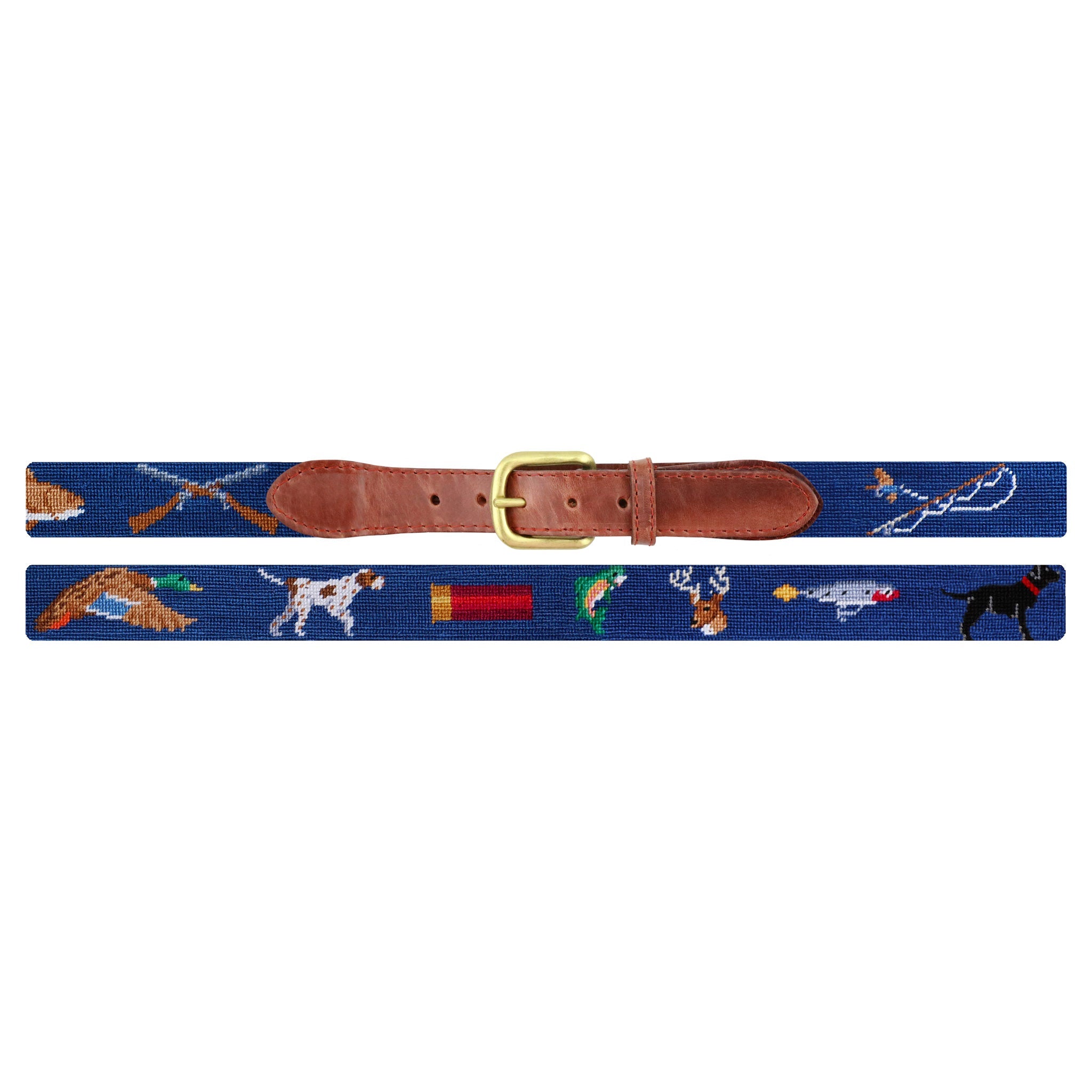 Smathers and Branson Southern Sportsman Classic Navy Needlepoint Belt Laid Out 